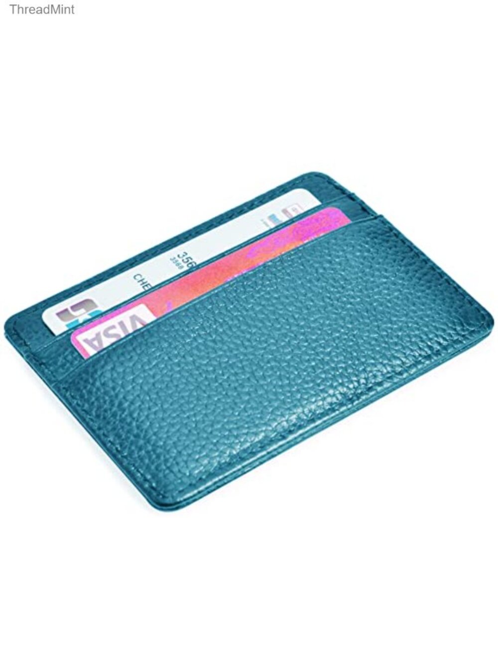 Slim Leather Card Holder Wallet with ID Window Minimalist Front Pocket